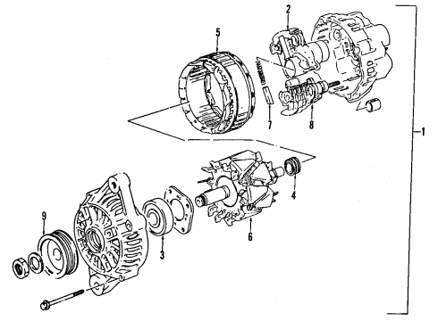 2002 Chevrolet Tracker Alternator Bearing, Generator Rotor Drive End Diagram for 96069105
