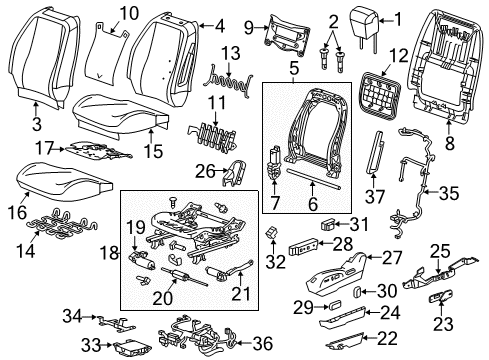 2010 Chevrolet Equinox Driver Seat Components Adjust Motor Diagram for 13279143