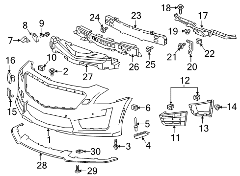 2018 Cadillac CTS Front Bumper Filler Nut Diagram for 11609738