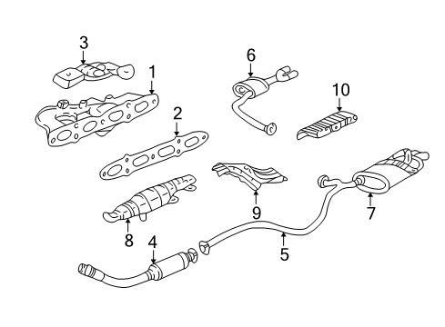1995 Pontiac Sunfire Exhaust Components, Exhaust Manifold 3-Way Catalytic Convertor Assembly Diagram for 25317461