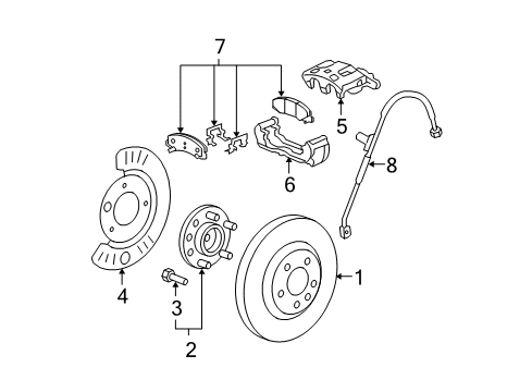 2010 Buick Lucerne Front Brakes Rotor Diagram for 23127614