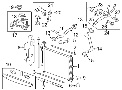 2010 Chevrolet Traverse Radiator & Components Screen Diagram for 22914943