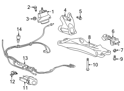 2014 Cadillac CTS Engine & Trans Mounting Mount Bracket Diagram for 20841860