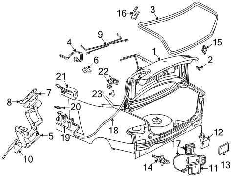 1996 Pontiac Sunfire Trunk Lid Cylinder Kit-Rear Compartment Lid Lock (Uncoded) Diagram for 15822407