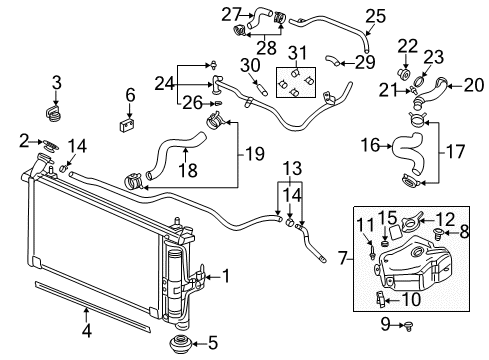 2001 Pontiac Aztek Radiator & Components Cap-Coolant Recovery Reservoir Diagram for 10260712