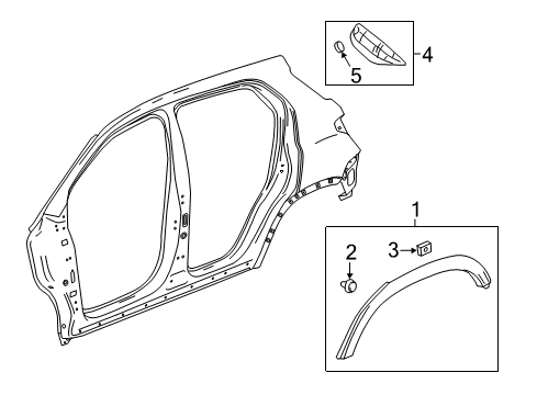 2019 Buick Encore Exterior Trim - Quarter Panel Mud Guard Diagram for 42521602