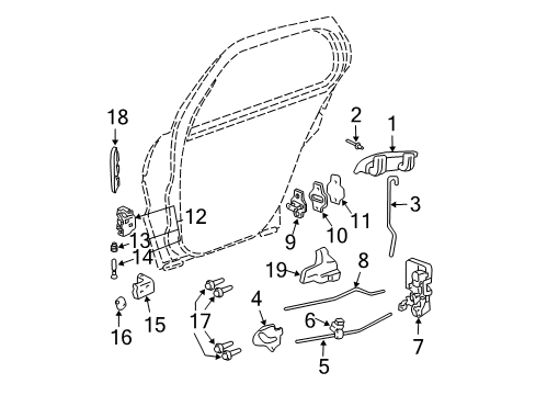 1996 Chevrolet Cavalier Rear Door - Lock & Hardware Lock Diagram for 22723795