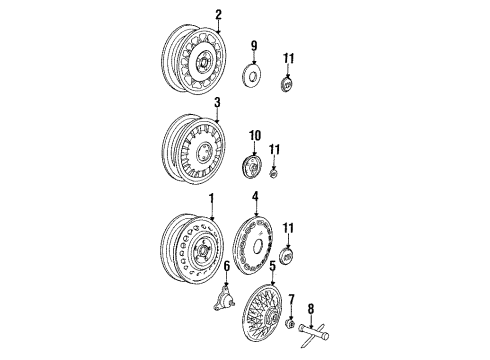 1994 Buick LeSabre Wheels Wheel TRIM COVER Assembly(Tire & Wheel Drawing/Original High Output Diagram for 25551430