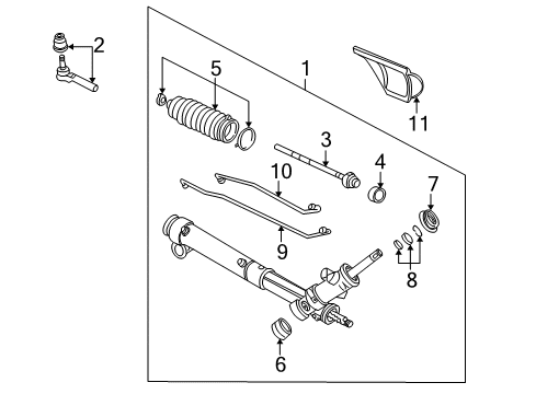 2005 Pontiac Montana P/S Pump & Hoses, Steering Gear & Linkage Gear Kit, Steering (Remanufacture) Diagram for 19330459