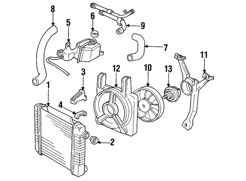 1989 Pontiac Sunbird Radiator & Components Radiator Assembly Diagram for 88959436