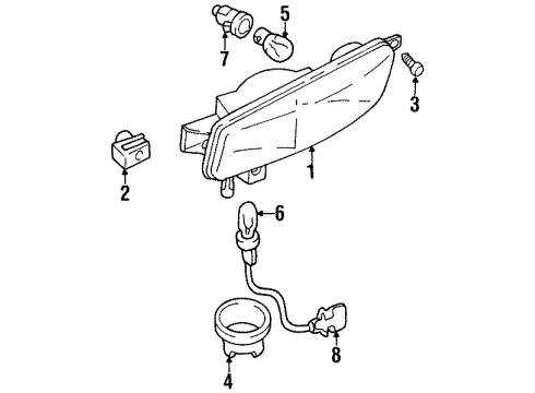 1997 Cadillac Catera Bulbs Lamp, Front Fog (RH) Diagram for 90493545
