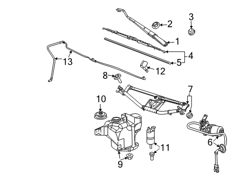 2004 Chevrolet Colorado Wiper & Washer Components Arm Asm, Windshield Wiper (Drivers Side) Diagram for 88958225