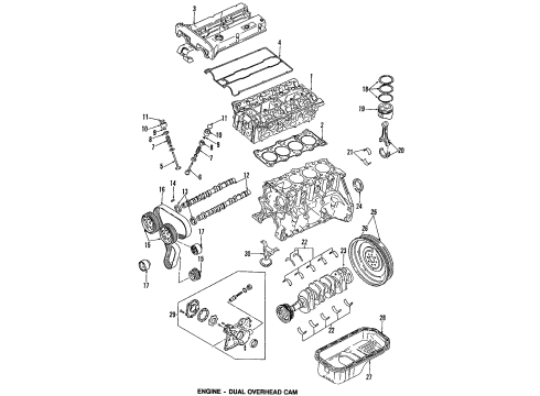 1991 Geo Storm Engine Parts, Mounts, Cylinder Head & Valves, Camshaft & Timing, Oil Pan, Oil Pump, Crankshaft & Bearings, Pistons, Rings & Bearings Oil Filter Diagram for 25161877