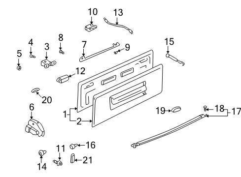 2002 Pontiac Aztek Tail Gate Cylinder Kit, End Gate Lock (Uncoded) Diagram for 88894729