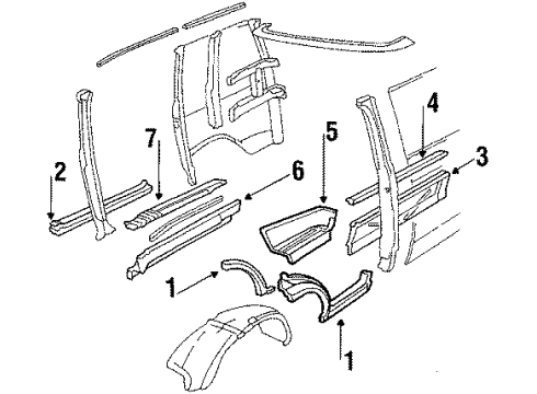 1985 GMC P3500 Rocker Panel Panel Asm-Rear Side Door Step Upper Diagram for 3988828