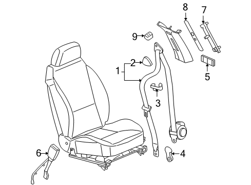 2008 Pontiac G6 Front Seat Belts Track Diagram for 22704418