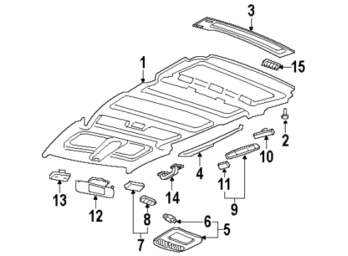 1997 Oldsmobile Silhouette Interior Trim - Roof Cover-Headlining Trim Finish Panel *Black Diagram for 10232321