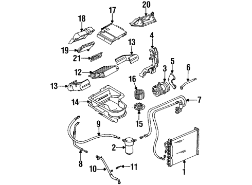 1992 Pontiac Trans Sport Air Conditioner Nut, Electric Cooling Diagram for 22082538