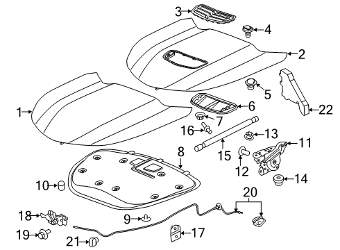 2020 Chevrolet Camaro Hood & Components Scoop Nut Diagram for 11611006