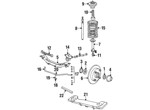 1986 Peugeot 505 Front Suspension Components, Lower Control Arm, Stabilizer Bar Rod & Mast Asm-Radio Antenna Diagram for 370147