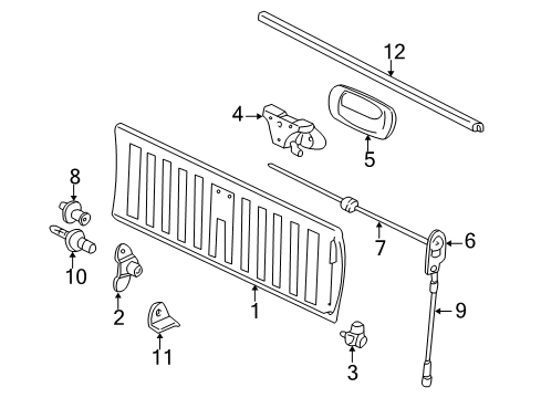 2001 GMC Sierra 3500 Tail Gate Tailgate Liner, Note:Fleetside Plastic; Diagram for 12497533