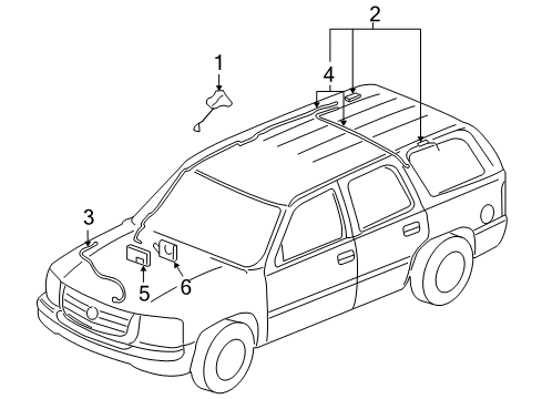 2003 Chevrolet Suburban 1500 Antenna & Radio Antenna Diagram for 15174788