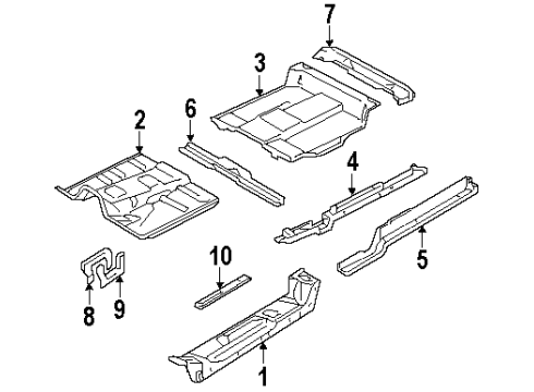 1992 Chevrolet Blazer Floor & Rails Reinforcement Diagram for 15607168