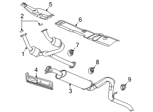 2004 GMC Envoy XL Exhaust Components Converter & Pipe Diagram for 15083262