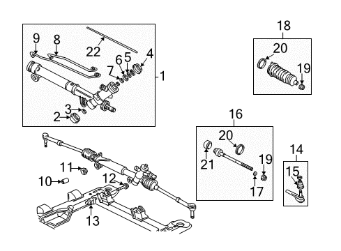2004 Chevrolet Impala P/S Pump & Hoses, Steering Gear & Linkage Gear Assembly Bearing Diagram for 26032824