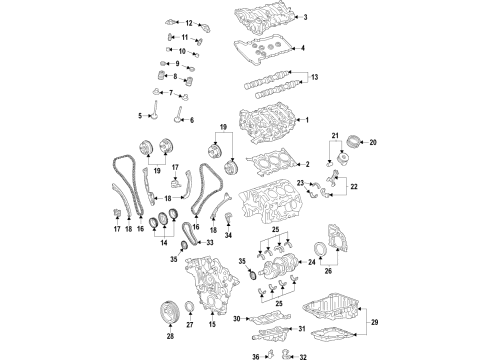 2016 Cadillac ATS Engine Parts, Mounts, Cylinder Head & Valves, Camshaft & Timing, Variable Valve Timing, Oil Cooler, Oil Pan, Oil Pump, Balance Shafts, Crankshaft & Bearings, Pistons, Rings & Bearings Chain Guide Diagram for 12647884
