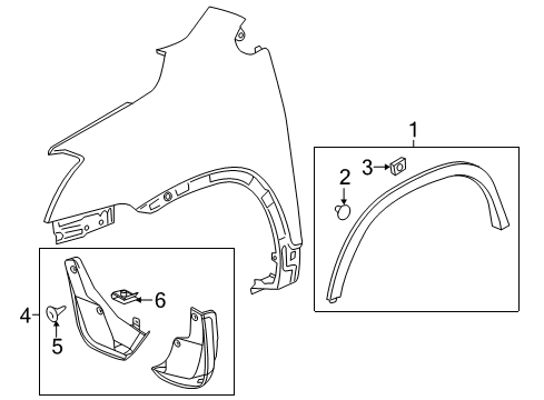 2016 Chevrolet Trax Exterior Trim - Fender Mud Guard Diagram for 95918833