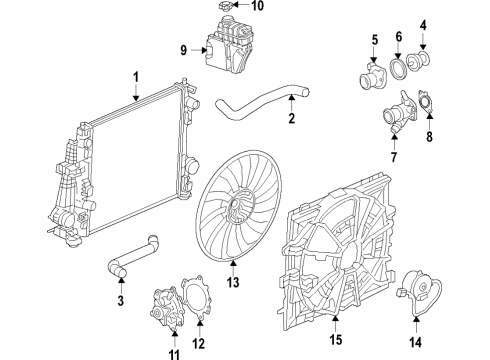 2020 Cadillac CT6 Cooling System, Radiator, Water Pump, Cooling Fan Thermostat Diagram for 12661950