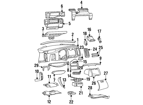 1994 Buick Skylark Instrument Panel Plate Asm-Instrument Panel Name Diagram for 25601963