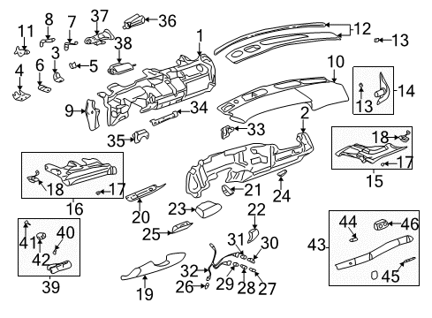 2001 Buick LeSabre Instrument Panel Insulator Retainer Diagram for 332364