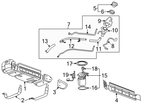 2013 Cadillac Escalade EXT Fuel System Components Filler Pipe Diagram for 22951218