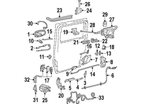 1997 Oldsmobile Silhouette Sliding Door Lock Diagram for 25780728