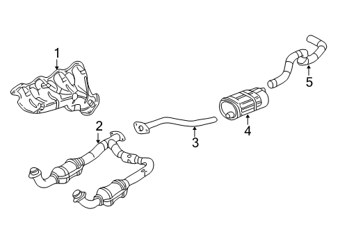 2002 Cadillac Escalade Exhaust Components, Exhaust Manifold 3Way Catalytic Convertor (W/Exhaust Manifold Pipe) Diagram for 15079086
