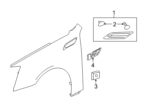 2008 Cadillac CTS Exterior Trim - Fender Rear Molded Splash Guards in Black Diagram for 17802090