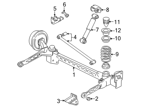 2005 Pontiac Montana Rear Suspension, Lower Control Arm, Upper Control Arm, Ride Control, Stabilizer Bar, Suspension Components Track Bar Retainer Nut Diagram for 11518854