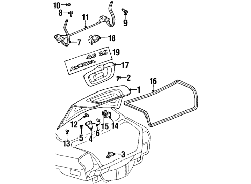 2002 Oldsmobile Aurora Trunk Rear Compartment Lid Latch Assembly Diagram for 25726743