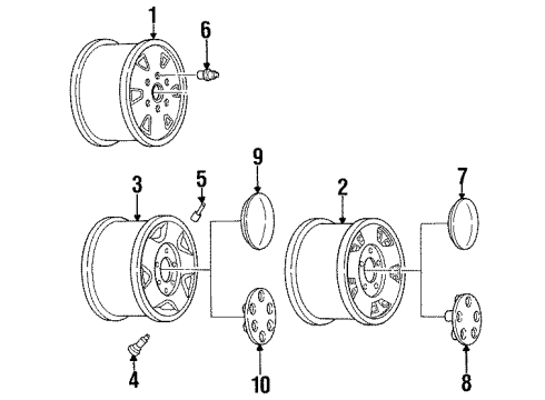 1994 GMC K1500 Wheels, Covers & Trim Wheel Rim Diagram for 9592244