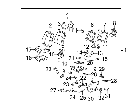 2009 Hummer H3 Front Seat Components Lumbar Adjuster Diagram for 12479577