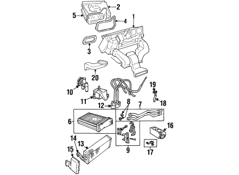 1999 Cadillac Catera Air Conditioner Core, Heater(W/O-Rings) Diagram for 9194851