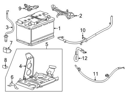2016 Cadillac ATS Battery Hold Down Diagram for 23219401