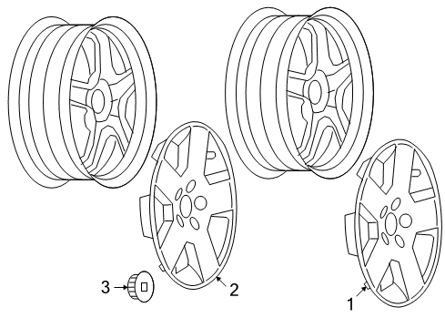 2007 Saturn Aura Wheels, Covers & Trim Wheel Cover Diagram for 9597706