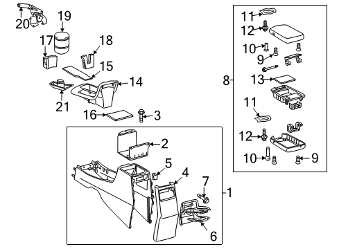 2009 Pontiac Vibe Parking Brake Smoker's Package, Note:Contains Tall Ashtray Muffin; Diagram for 88970593