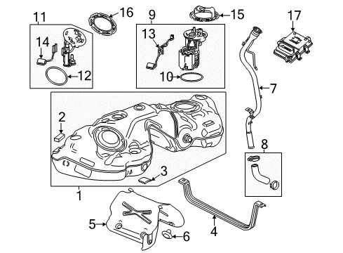 2018 Cadillac CTS Fuel System Components Fuel Tank Diagram for 84114424