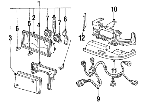 1994 Cadillac Eldorado Headlamps Headlamp Capsule Assembly Diagram for 19178230