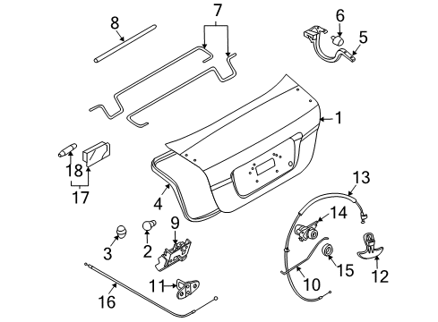 2006 Chevrolet Aveo Trunk Lid Rear Compartment Lid or Tail Gate Latch Lock Diagram for 96414732