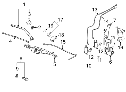 2009 Cadillac Escalade Wiper & Washer Components Front Blade Diagram for 22793882